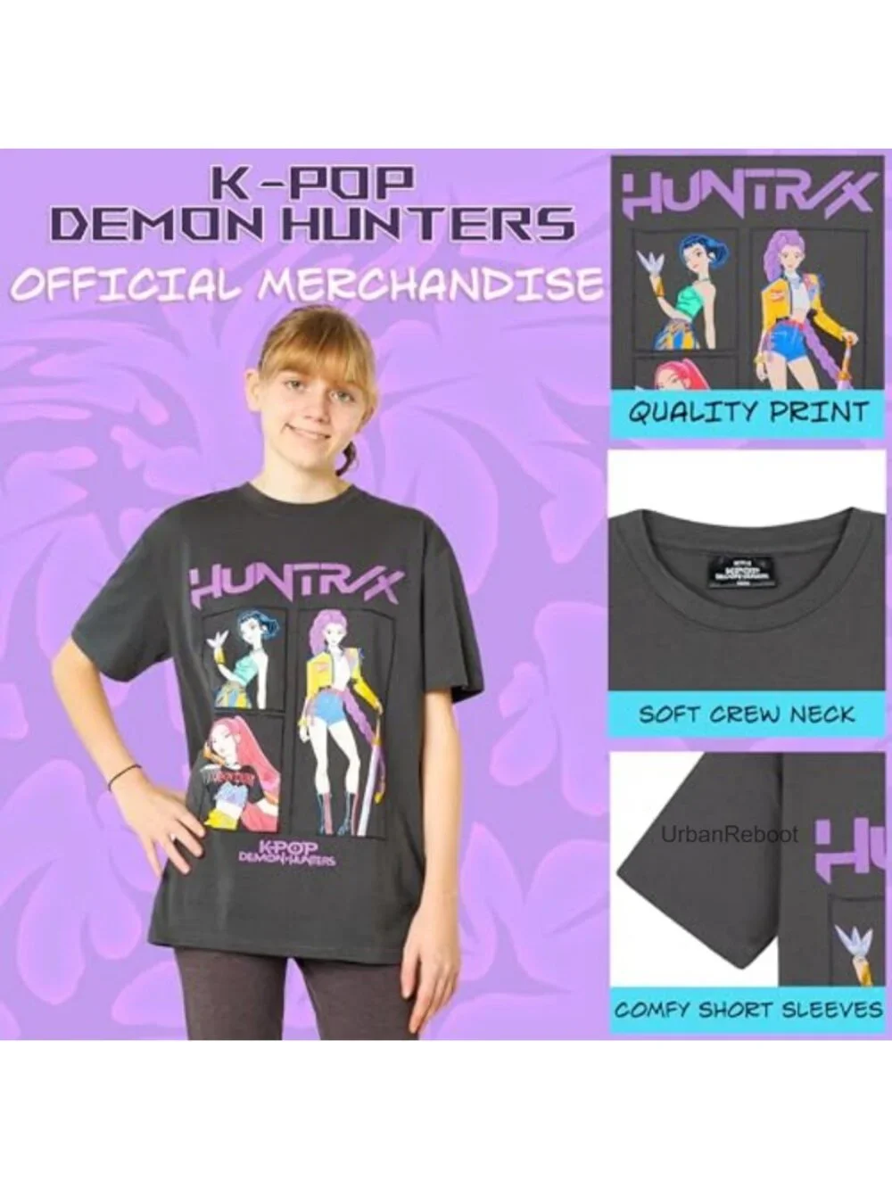 Girls Licensed KPop Demon Hunters Tee Short Sleeve Cotton Blend Pullover Top